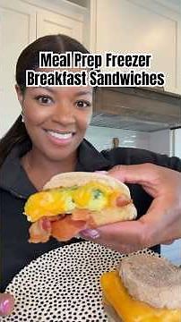 Meal Prep Freezer Breakfast Sandwiches made with fluffy eggs, bacon, sausage, or whatever you like!