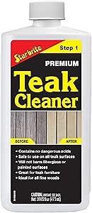 STAR BRITE Premium Teak Cleaner - Restore, Renew & Refresh Old Weathered Gray Teak Furniture & Other Fine Woods - Step 1-16 OZ (081416)