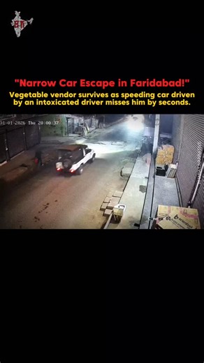 Bharat Narrative on Instagram: "On the first day of the New Year in Faridabad, a vegetable vendor was returning home with his cart after earning his daily livelihood when he narrowly escaped death. A speeding car, allegedly driven by an intoxicated driver, suddenly hurtled past him. With only seconds separating life and death, the vendor jumped aside just in time, avoiding what could have been a fatal accident. Had he reacted even a moment later, the first day of the New Year might have turned i