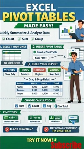 📊 Excel Pivot Table Tips 🔥 #excel #shorts #trending #viral