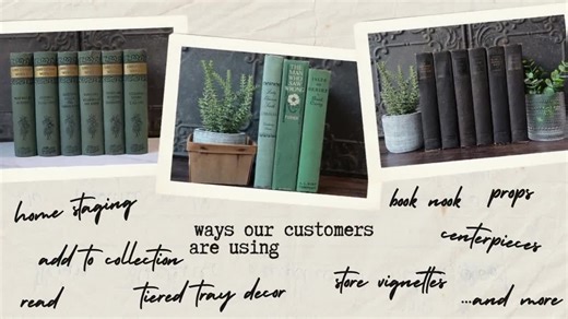 Antique Green Book Stack: Vintage Bookshelf Decor, Book Lover Gift - Etsy