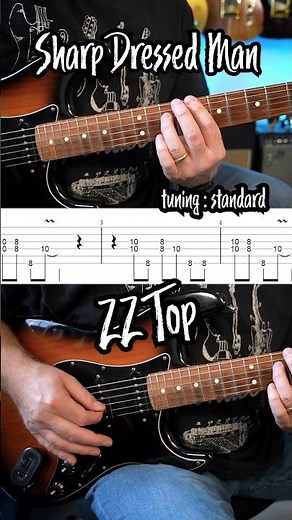Sharp Dressed Man Guitar Riff by ZZ Top with TABS #guitar #guitarcover #shorts