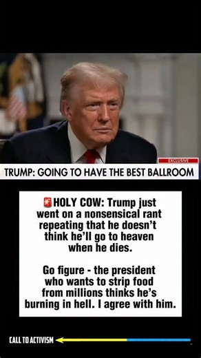35K views · 1.4K reactions | HOLY COW: Trump just went on a nonsensical rant repeating that he doesn’t think he’ll go to heaven when he dies. Go figure - the president who wants to strip food from millions thinks he’s burning in hell. I agree with him. #trumpisguilty #sharethis #lockhimup #project2025 #stoptrump #nevertrump #politicalmemes | CALL TO ACTIVISM | Facebook