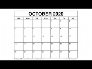 Free Printable October 2020 Calendar - Wiki-Calendar.Com