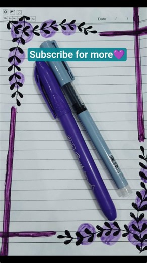 Simple Notebook Border Design 💜 Easy & Beautiful Page Decoration #shorts #youtubeshorts