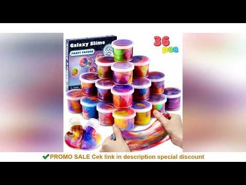 Joyfy 36 Pcs Galaxy Slime Cup Party Favors Stretchy Non-Sticky Safe for Classroom Reward Birthday Pa