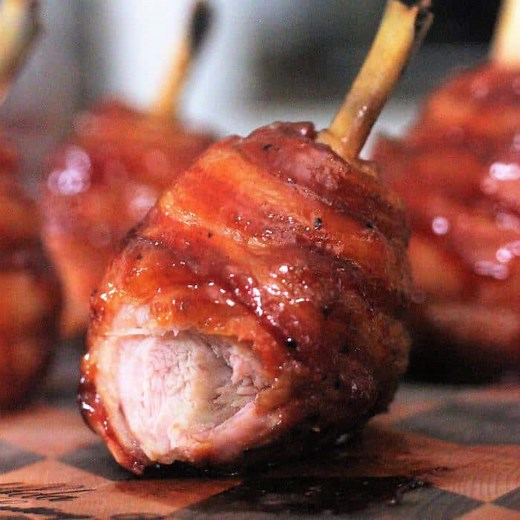Bacon Wrapped Chicken Lollipops [with Video] - Hey Grill, Hey
