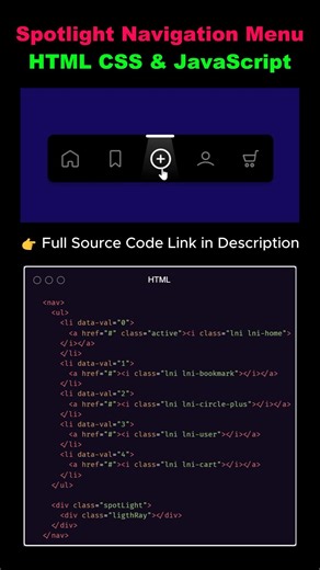 Animated Spotlight Navigation Menu 🔥 | HTML CSS JavaScript UI