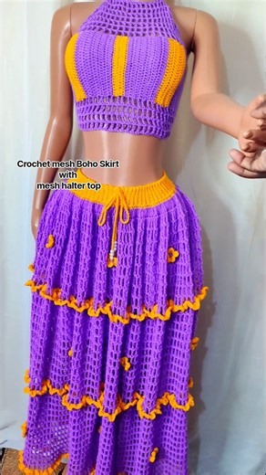 crochet Boho Skirt with matching Top tutorials now available#bohoskirt#haltertop#crochet