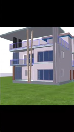 plan de maison d'habitation du type triplex modélisé sur archicad et le rendu est fait avec archicad
