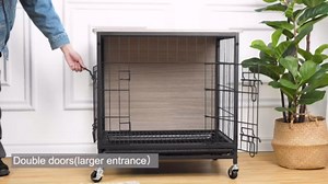 Dog Crate Furniture - 27.2" Premium Wooden Dog Kennel Furniture, Dog Crate with Dual Entry, Removable Tray and Wheels, Stylish Furniture Design, Perfect for Small Dogs - Rustic Brown
