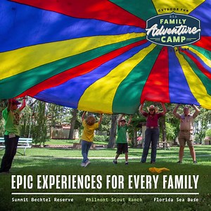 It’s time to gather your crew to chart a course for adventure! At BSA #FamilyAdventureCamp, you can experience the great outdoors as never before. The days are full of epic activities like zip-lining and swimming, and the starry nights are perfect for s’mores! Learn more: www.bsafamilyadventurecamp.org | Scouting America