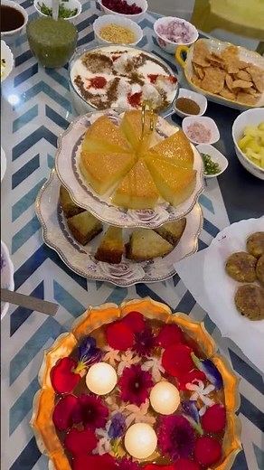 Festive Dining Table Setup for Diwali | Delicious Sweets and Namkeen Decoration