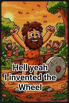 The first Caveman wheel invention. #shorts #stoneagesurvival #anime