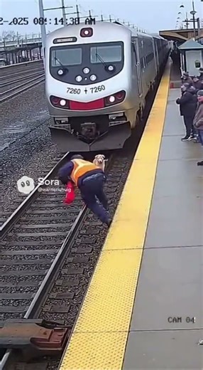 Train Stops Just Feet Away — Railway Worker Saves Puppy in Last Moment