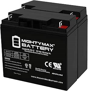 Mighty Max Battery ML18-12 - 12V 18AH CB19-12 SLA AGM Rechargeable Deep Cycle Replacement Battery - Pack of 2