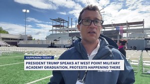 President Trump speaks at U.S. Military Academy West Point graduation amid protests
