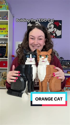 what should we name her?? 🐈 this LEGO cat releases March 1st for $100. Orange cat and black cat are already besties 👯 #gifted #lego #cat #rlfm #21376