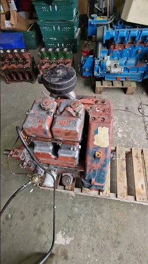 Lister ST2 air cooled marine diesel engine starting and idling.