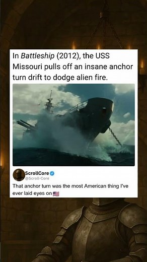 In Battleship (2012), the USS Missouri pulls off an insane anchor turn drift to dodge alien fire.