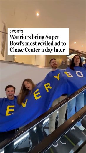 SFGATE | California's largest news site on Instagram: "The most reviled commercial from the Super Bowl got another life at the Golden State Warriors game on Monday, as Coinbase brought its Backstreet Boys-themed ad to life at Chase Center. Coinbase has since deleted an Instagram reel of their marketing blitz from Monday night, but these videos from their Instagram story remain. This wasn’t simply a guerrilla marketing stunt, as Coinbase has been a Warriors partner since October 2024 — another fo