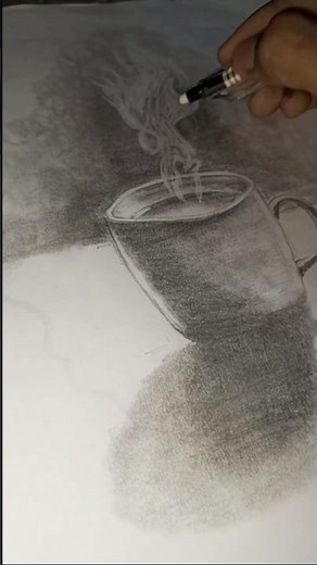 still life drawing with cup💥#tea#cup#stilllife#drawing#shorts