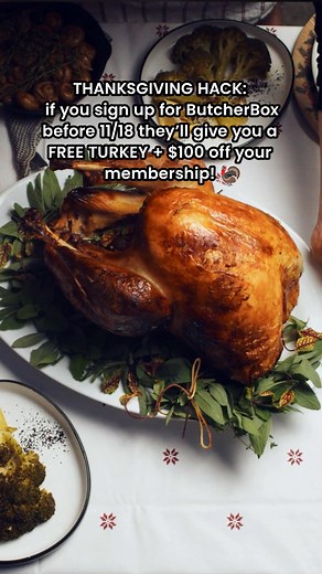 We're giving a FREE 10-14 lb turkey in your first box $100 off when you sign up for ButcherBox today. | ButcherBox