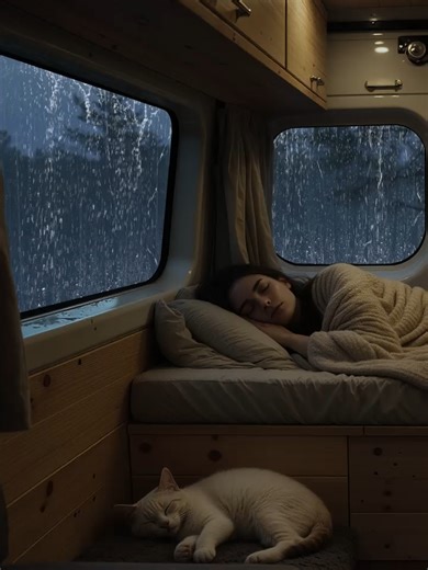 Relaxing Sleep Sounds from Heavy Rain on Camper Roof