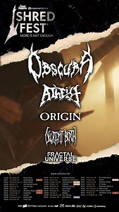 DENVER! We'll see you for a night of face-melting riffs for Shred Fest 2025! Join us on April 23rd for Obscura plus special guests Atheist, Origin, Decrepit Birth, and Fractal Universe! | The Oriental Theater
