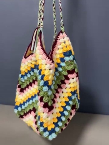 Handmade Crocheted Hobo Bag With Nine Colors - Etsy