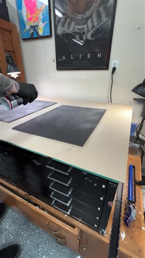 Two Crows Printing on Instagram: "We don’t get a call for this that often but it does come in every so often. Foam board mounting is always a nice touch to display poster prints. Here is a quick look and one part of many parts that goes into creating a clean and smooth mounted poster on foam board. These are 18”x24” full bleed posters prints being mounted to 3/16” thick black foam board. These are printed for @thewaldotheatre . Thank you for all the work you’ve sent us this year! #twocrowsprinti