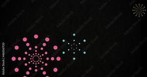 Animation of colourful fireworks exploding on black background