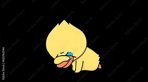 Animated Duck Crying and Wiping Tears on Transparent Background