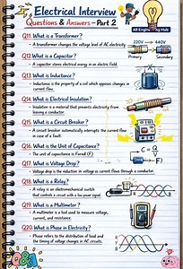 🔌Electrical Interview Questions & Answers – Part 2 📚⚡‼️✅👇🏼 Boost your electrical knowledge with these essential concepts for interviews and exams! Learn about transformers, capacitors, inductance, insulation, circuit breakers, relays, and more. Perfect for aspiring electricians & engineers! 💡⚡ . . . #ElectricalEngineering #InterviewQuestions #EE #Transformer #Capacitor #Inductance #Insulation #CircuitBreaker #Relay #Multimeter #VoltageDrop #Phase #ElectricalTraining #TechTips #Engineering #