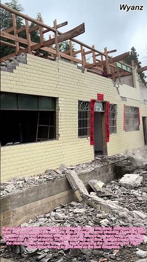 group pushing down wall in demolition | daily construction routine