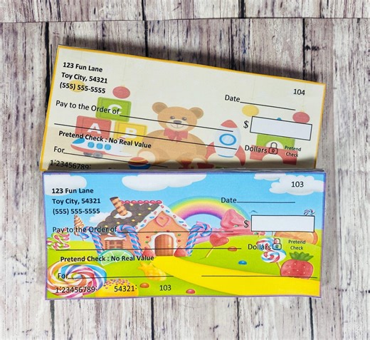 Pretend Checkbook~personalized Pretend Play Checks~pretend Play Notepad~role Play Notepad~kids Pretend Play Notepads~pretend Checks - Etsy
