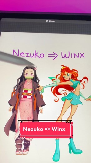 Dibujemos a Nezuko en el mundo de las Winx #winx #kimetsunoyaiba #nezuko #clubwinx #artchallenge #hadas #dibujos