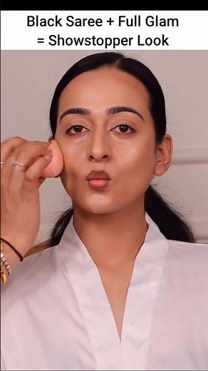 Black saree makeup tutorial step by step - adornbymk #shorts #makeup #makeover #blacksaree