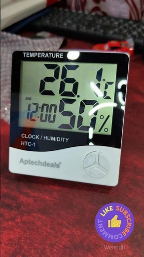 ApTechDeals HTC-1 Digital Hygrometer Thermometer Humidity Meter With Clock LCD Display
