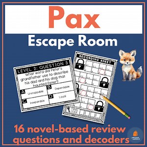 PAX Novel Study Escape Room and Review Activities No Prep Fun