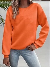 Women's Pullover Sweatshirt Plain Fashion Basic Casual Long Sleeve Crew Neck Regular Tops Street Dailywear Casual Print Black Wine Blue Purple Orange Fall Winter 2025