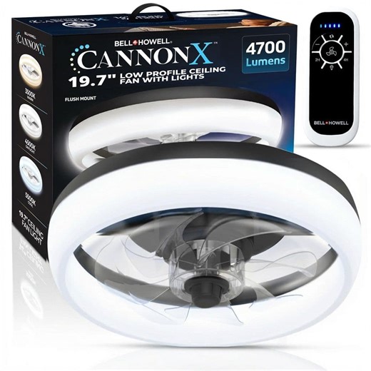 Check The Home Depot's Q&A Before Buying: Bell   Howell CannonX 19.7 in. Indoor Black Ceiling Fan 4700 Lumen Bright LED Lighting Standard Flush Mount Fandelier with Remote