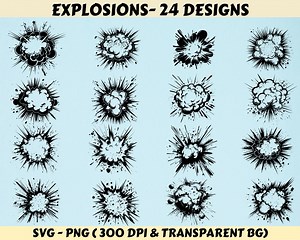Explosion Svg, Explosion Svg Bundle, Explosion Silhouette, Explosion Cricut, Explosion Cut Files, Explosion Png, Explosion Clipart - Etsy