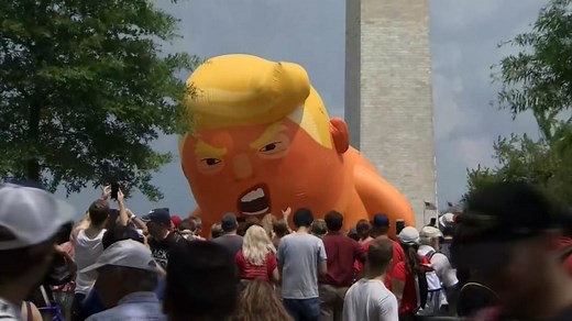 'Trump Baby' blimp deflated on National Mall amid stormy weather
