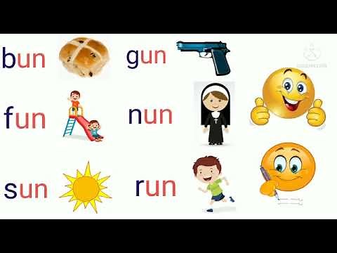 Letter 'u' blending (un) / CVC Words / Word Family -un / Phonics for kids/Reading Three Letter Words