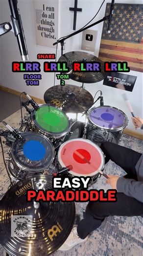 Easy Paradiddle Drum Beat For Beginners 🥁 #drums #tutorial