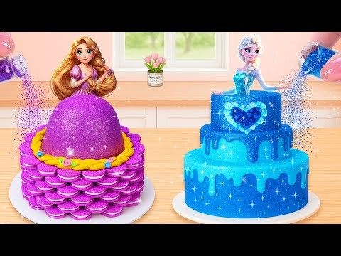 Purple vs Blue Cake Challenge 💜💙 | Glitter Princess Cake Decorating | Lily Little Cake