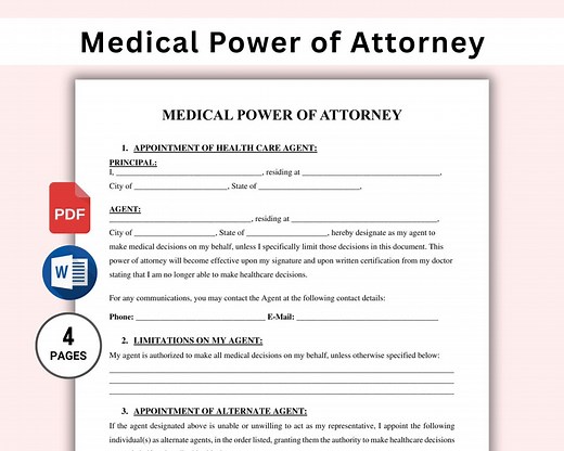 Medical Power of Attorney Template Printable, Medical Power of Attorney Form, Editable Healthcare POA Form, Medical Authorization PDF & Word - Etsy