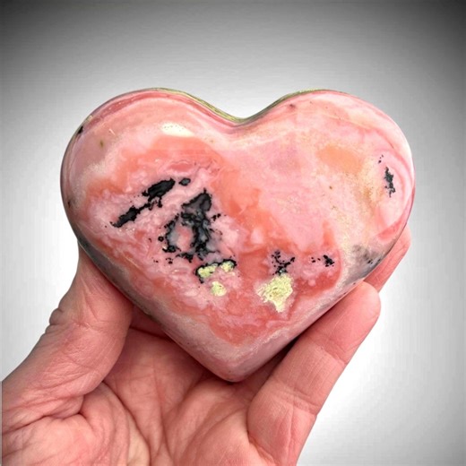 Strawberry Opal Stone Heart: Peru - Etsy