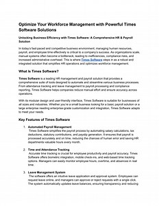 Optimize Your Workforce Management with Powerful Times Software Solutions - SlideServe